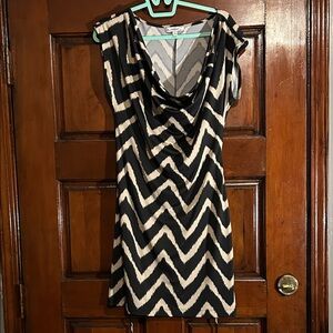 Chevron Patterned Black and Cream Dress